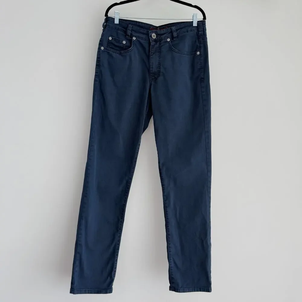 Joker Double Saddle Stitched Pants Jeans 33x34 Navy Cotton Stretch Chino Trouser